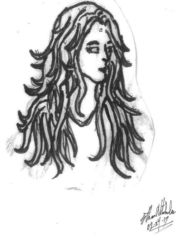 Attractive Woman Face | Side Portrait Sketch