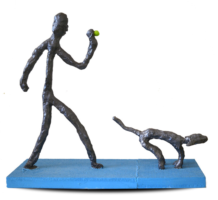 Alberto Giacometti inspired Man throwing ball with dog. (2/14) | gia0001 3-D Art