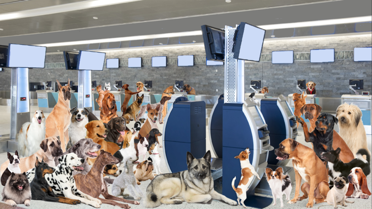 Dogs at check-in | at airport