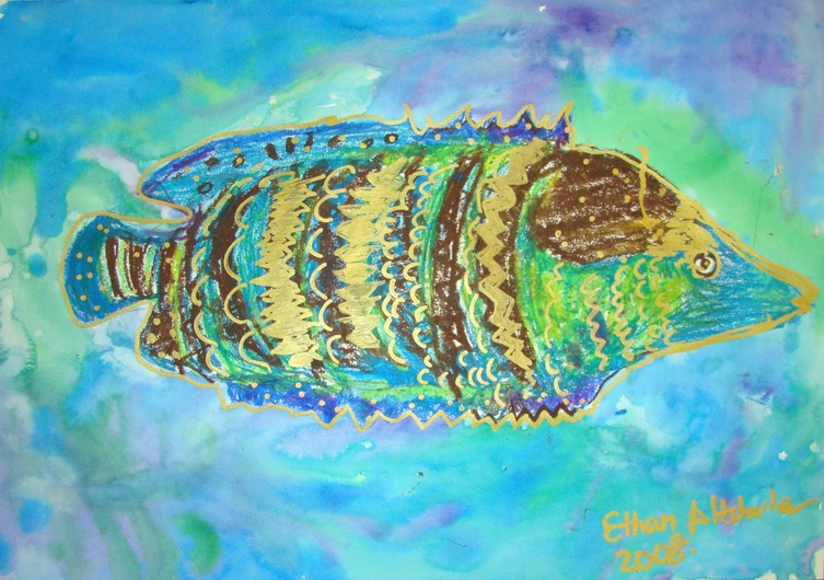 Fish of Multiple Arts (Watercolor, Pastels, Sharpies, etc.) | anp0023