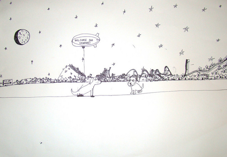 Moon, Blimp & Dogs Nearby | rol0005